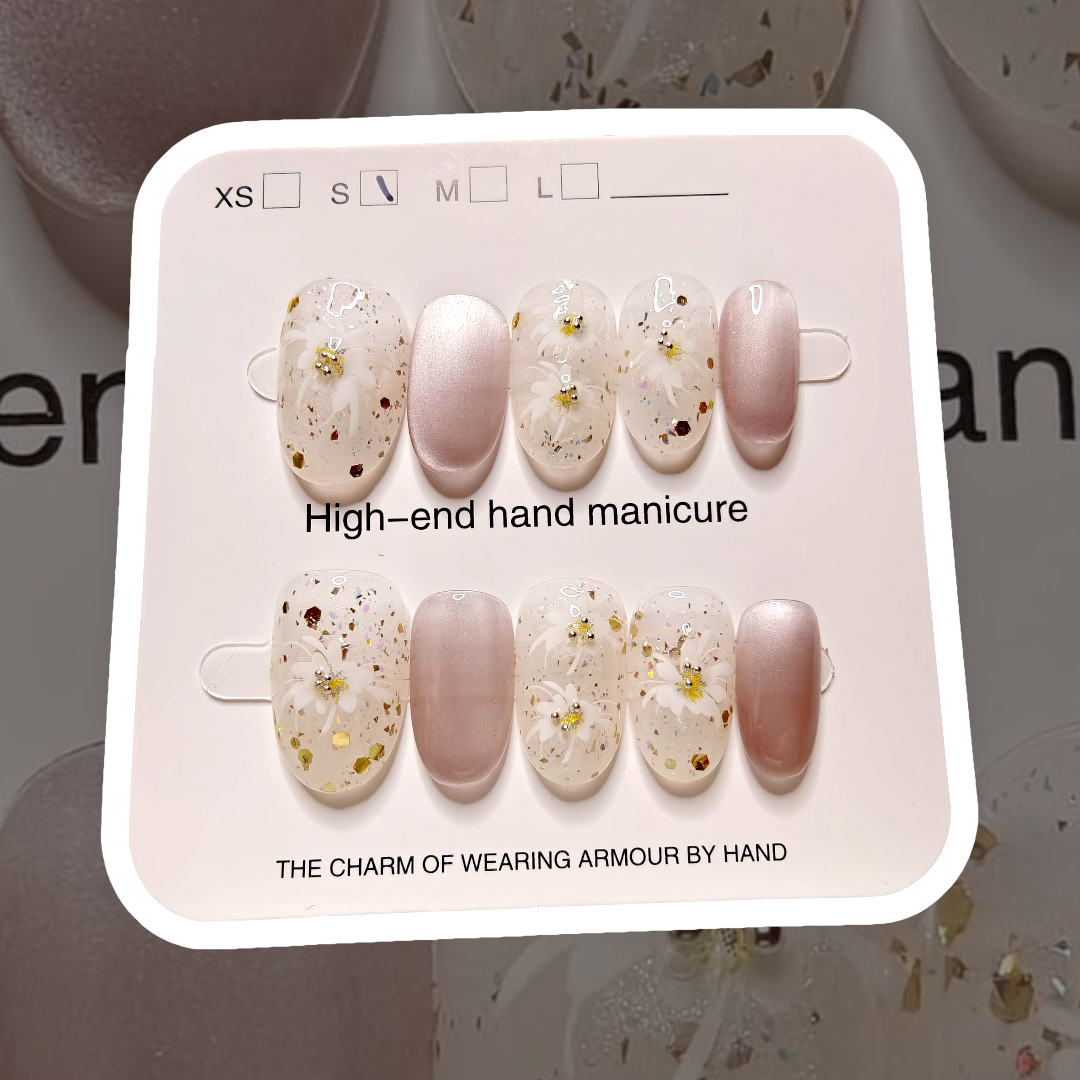 Almond Floral Nails