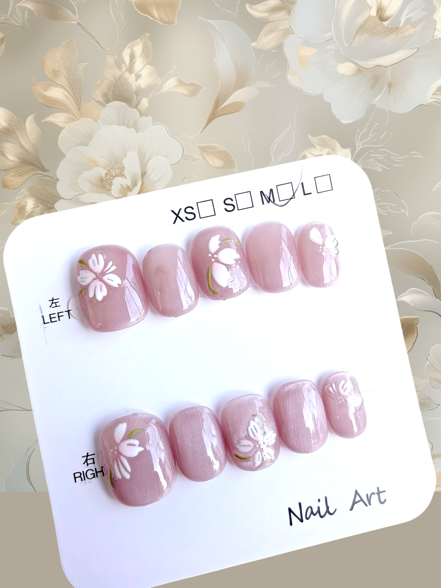 π¨πNEWππ¨ Short Pink Floral Nails