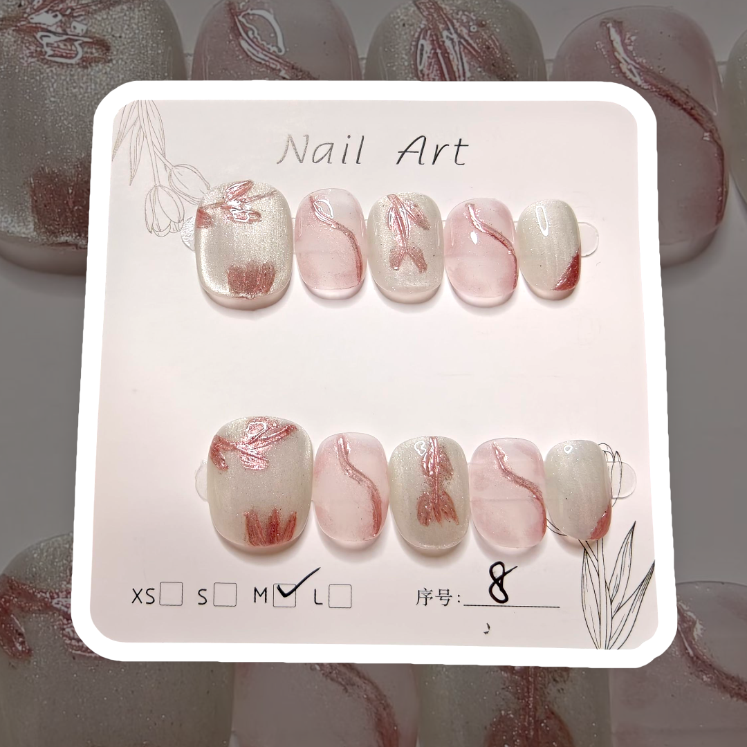 Short Pink Rose Gold Nails