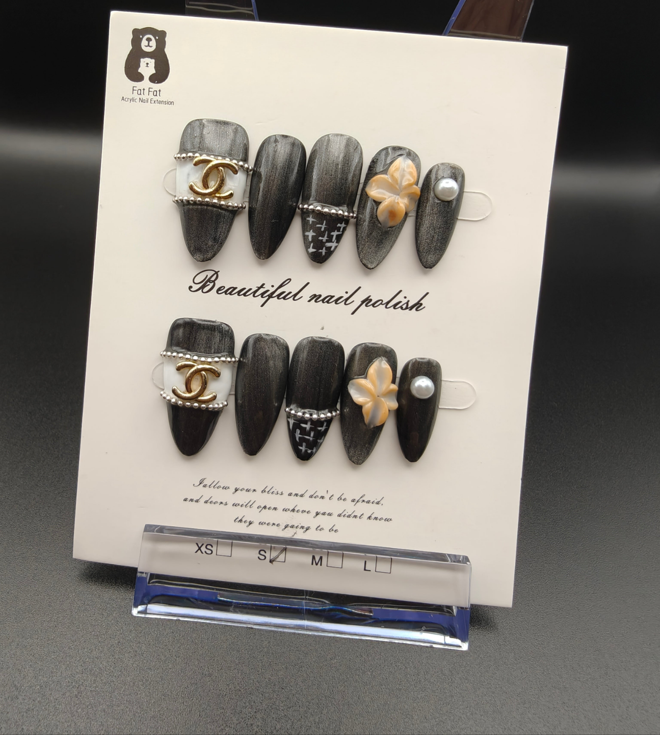A- CC Gray 3D Fancy Nails
