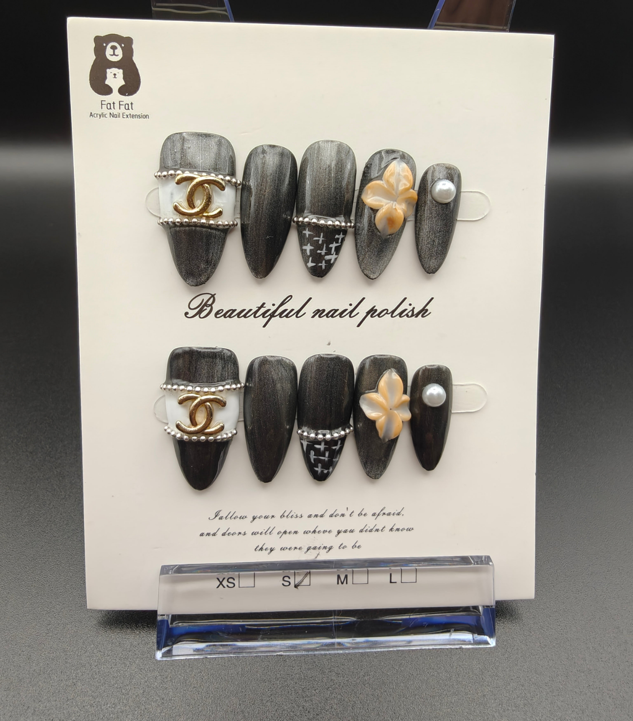 A- CC Gray 3D Fancy Nails