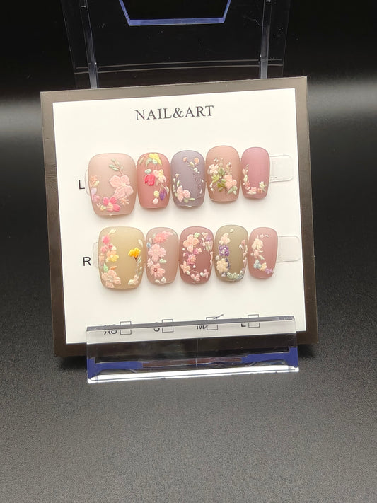 A- Short Floral Nails