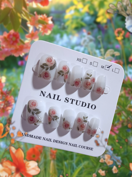 Pink roses Press On Nails