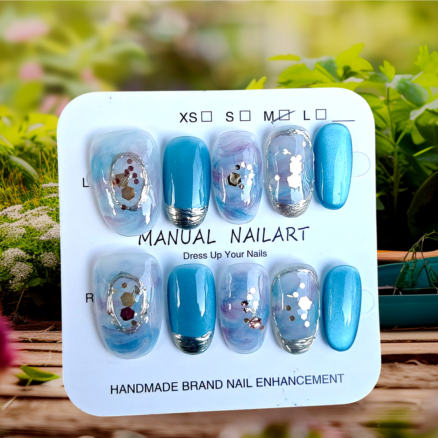 Almond Blue Nails
