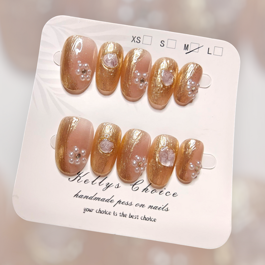 Almond Gold Royalty Nails