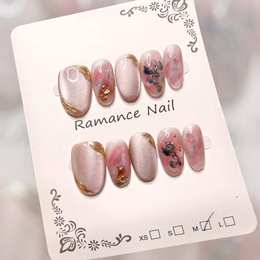 Almond Pink Marble Nails