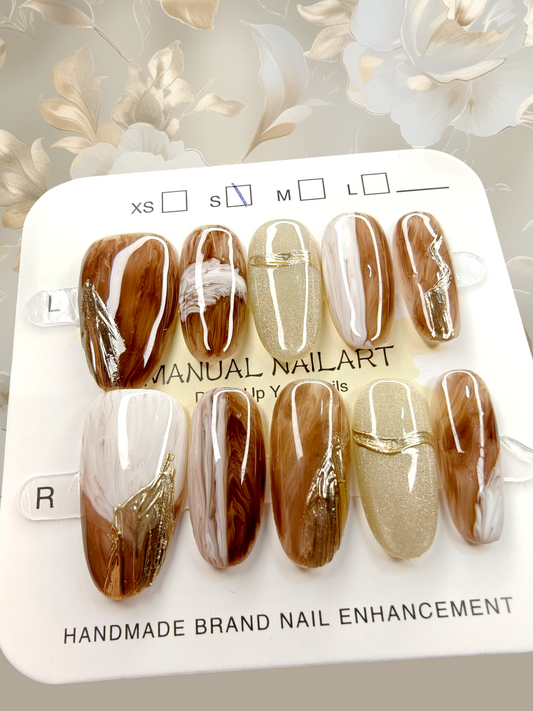 Almond Brown Nails