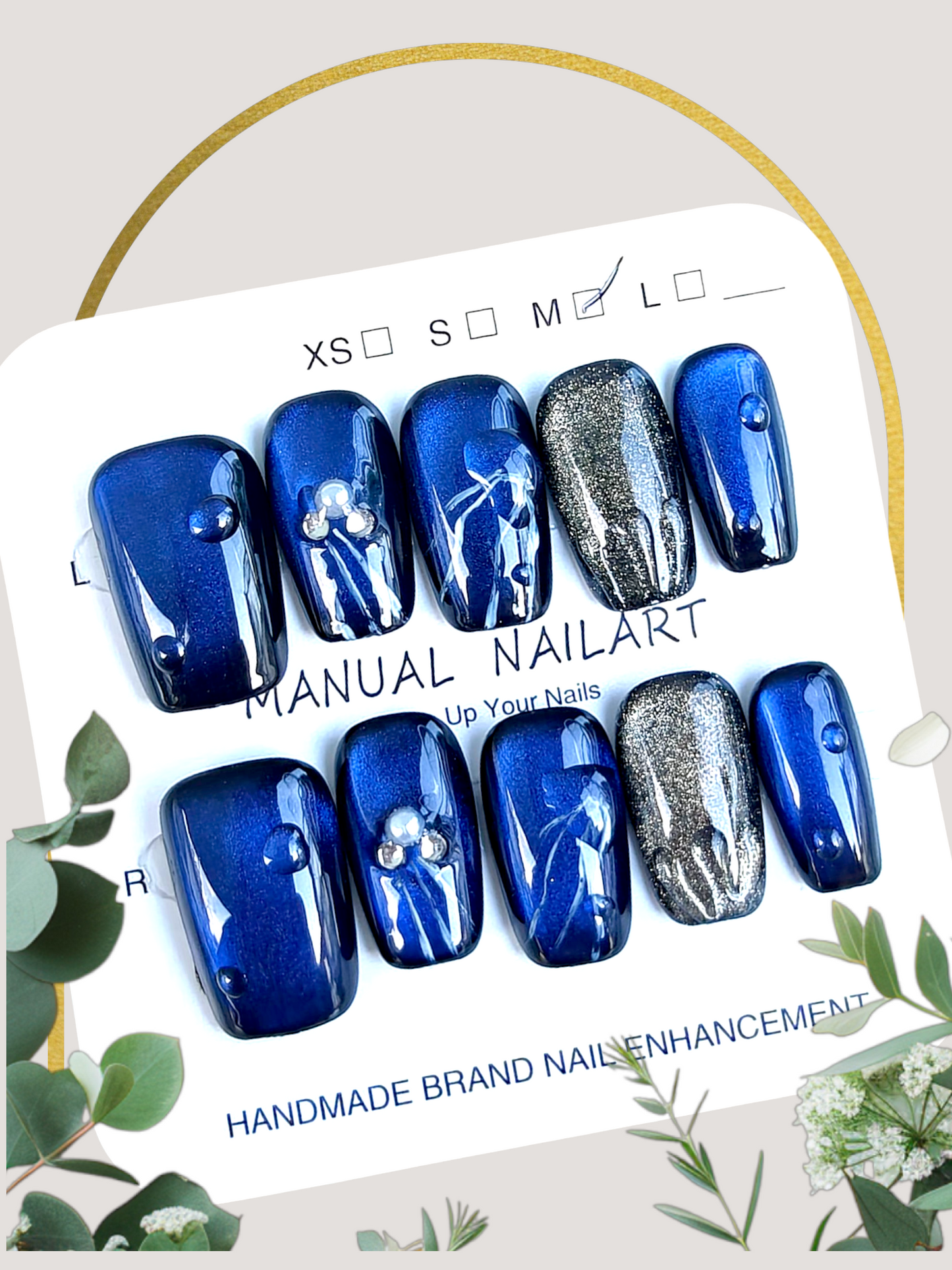 Square Blue 3D Water Drops Nails