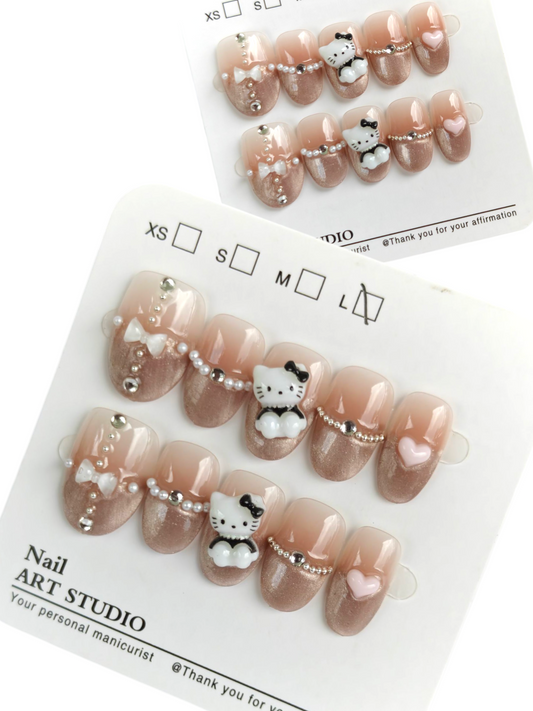 Almond Hello Kitty Nails Size Large
