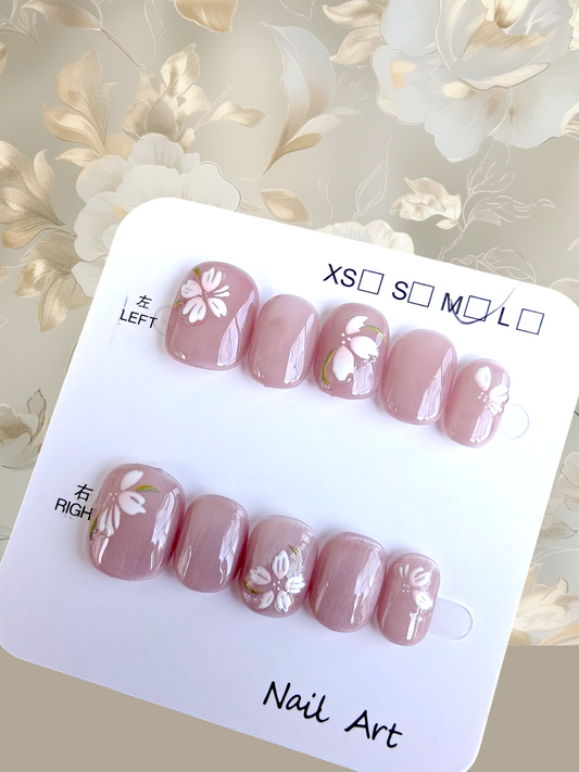 🚨🎉NEW🎉🚨 Short Pink Floral Nails