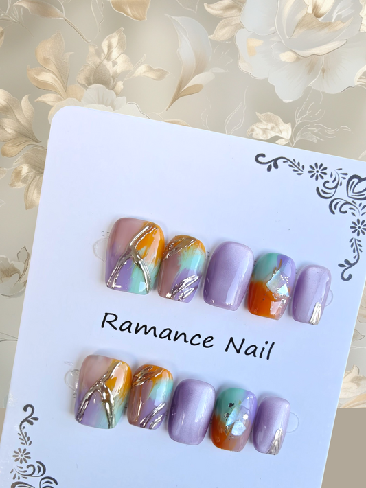 🚨🎉NEW🎉🚨Square Multicolor Nails