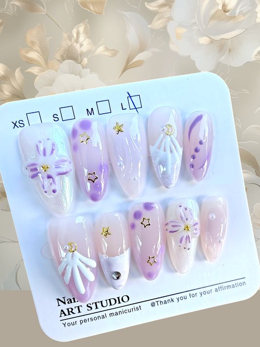🚨🎉NEW🎉🚨 3D Purple Stars Nails