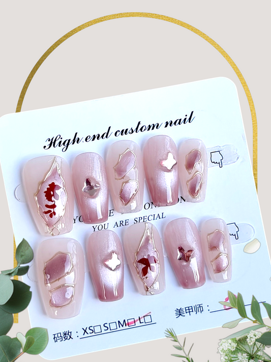Pink Fancy Coffin Nails