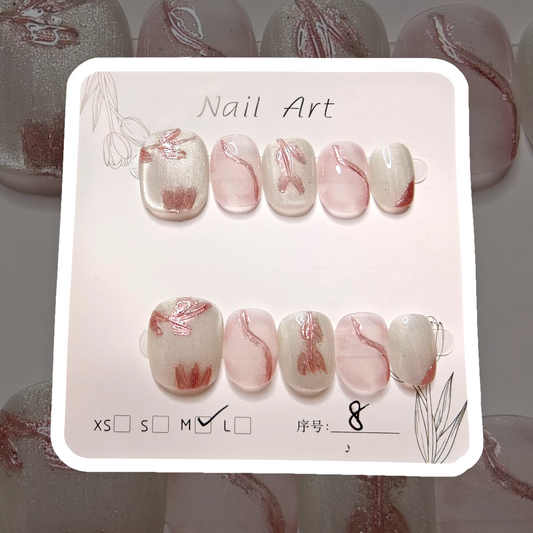 Short Pink Rose Gold Nails